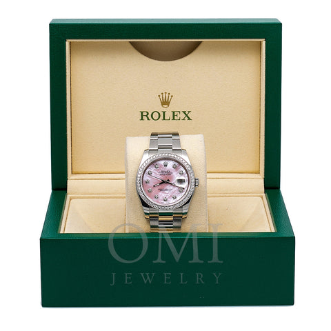 Rolex Datejust Diamond Watch, 116234 36mm, Pink Diamond Dial With 1.20 CT Diamonds