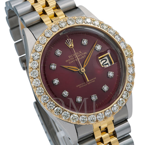 Rolex Datejust Diamond Watch, 36mm, Red Diamond Dial With 2.25 CT Diamonds