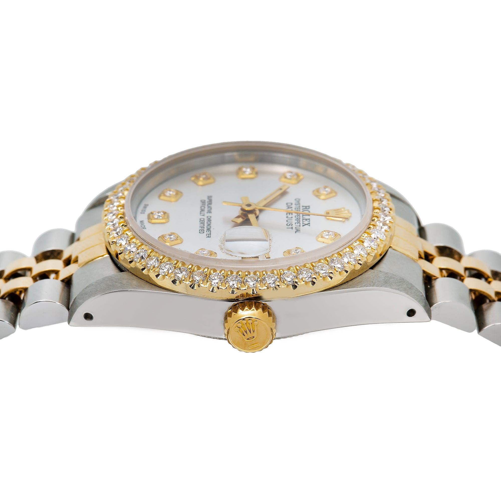 Rolex Datejust 31MM 68273 Silver Diamond Dial Diamond Bezel Two Tone Yellow Gold Jubilee Bracelet