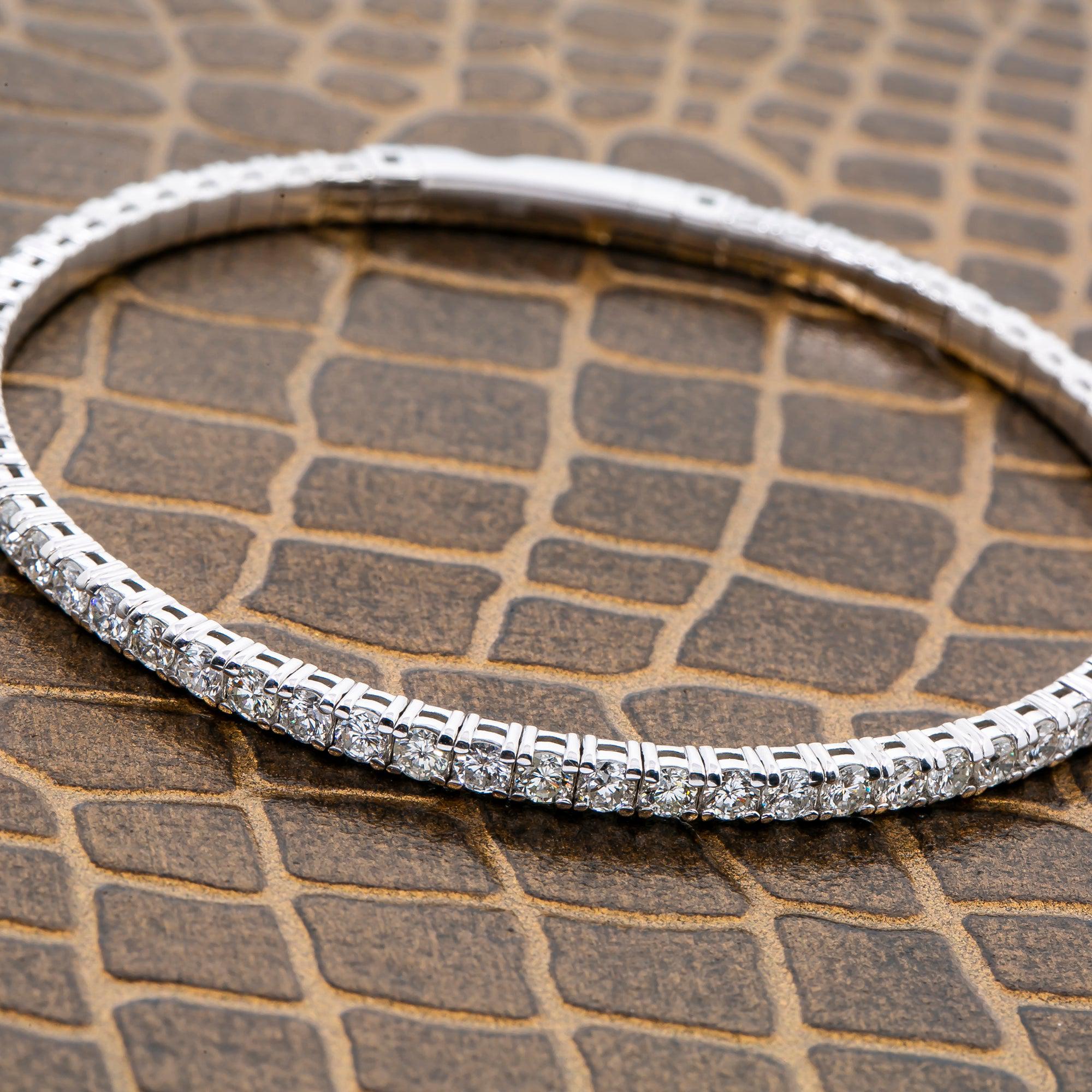 14K WHITE GOLD TENNIS BRACELET WITH 4.06 CT SEVEN POINTERS DIAMONDS