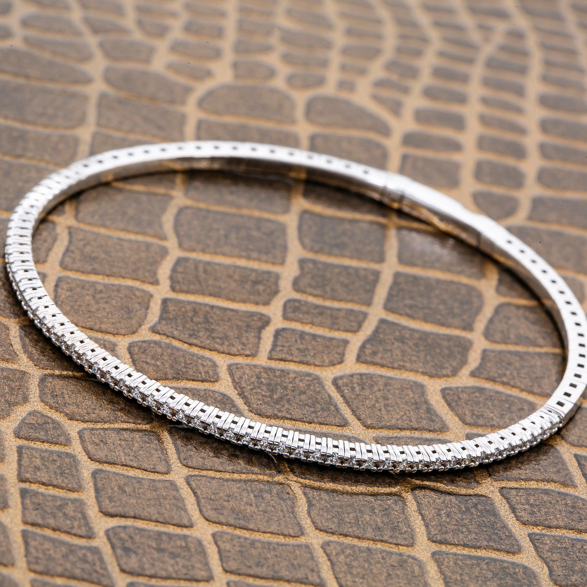 14K White Gold Women's Bracelet with 0.5 CT , 56 One Pointers Diamonds
