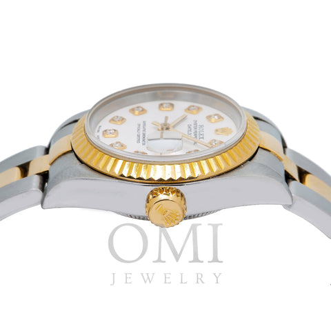 faldskærm skyld indenlandske Rolex DateJust 26MM White Diamond Dial With Two Tone Oyster Bracelet - OMI  Jewelry