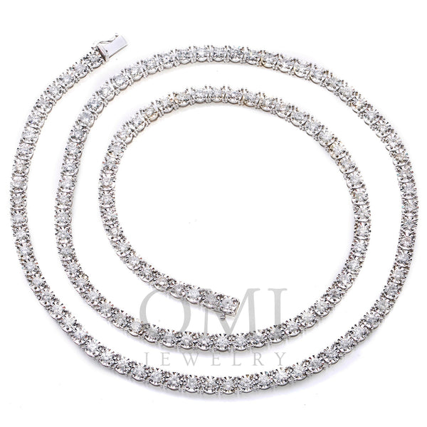 14K White Gold Men's Chain with 11.92 CT , 133 One  Pointers Diamonds