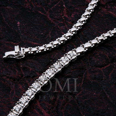 14K White Gold Unisex Chain with 2.02 CT , 69 - 0.3 Pointers Diamonds
