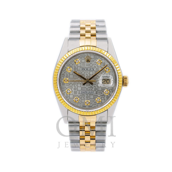 Rolex Datejust Diamond Watch, 16013 36mm, Silver Diamond Dial With 1.20 CT Diamonds
