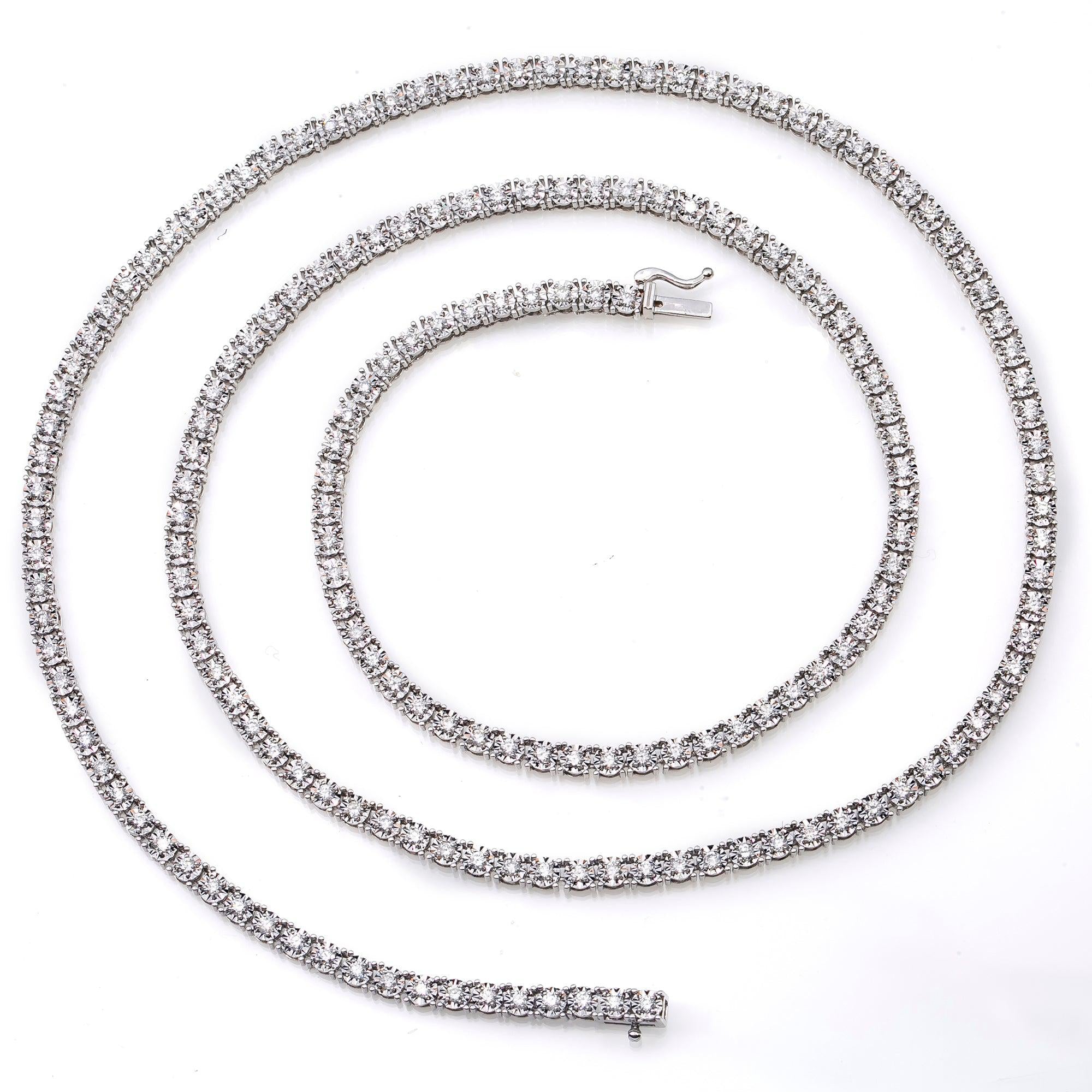 14K White Gold Tennis Chain with 3.94 CT