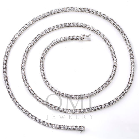 14K White Gold Tennis Chain with 3.94 CT