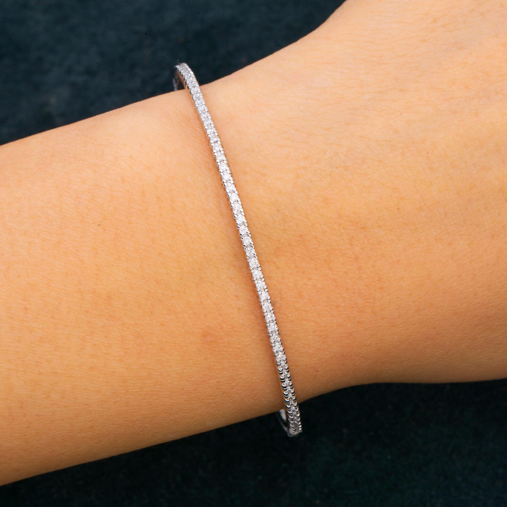 14K White Gold Women's Bracelet with 0.5 CT , 56 One Pointers Diamonds