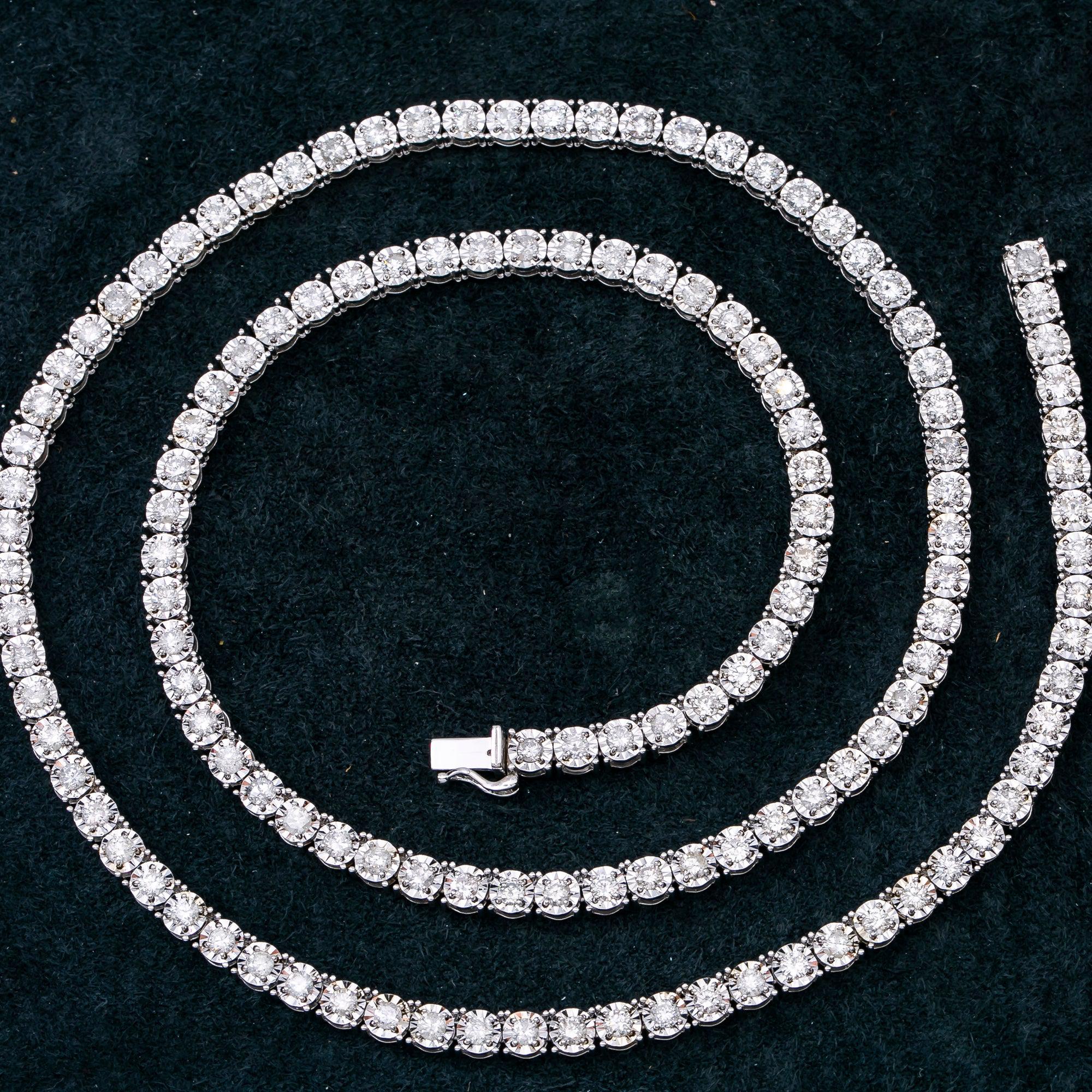 14K White Gold Tennis Chain with 3.94 CT