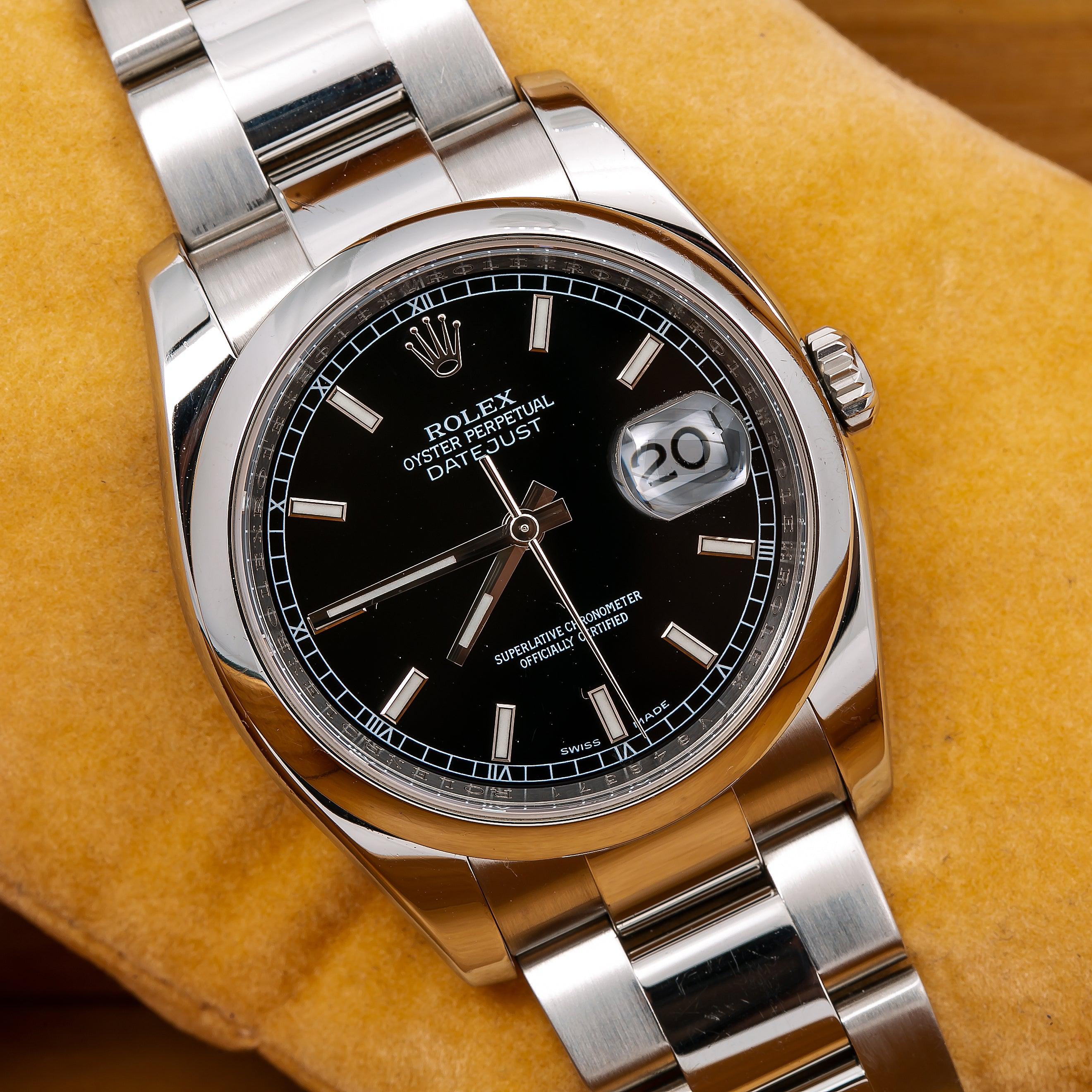 Rolex Datejust 36MM 116200 Black Dial Smooth Bezel Stainless Steel Oyster Bracelet