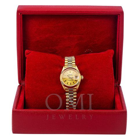 Rolex Datejust 69178 26MM Champagne Dial With Yellow Gold President Bracelet