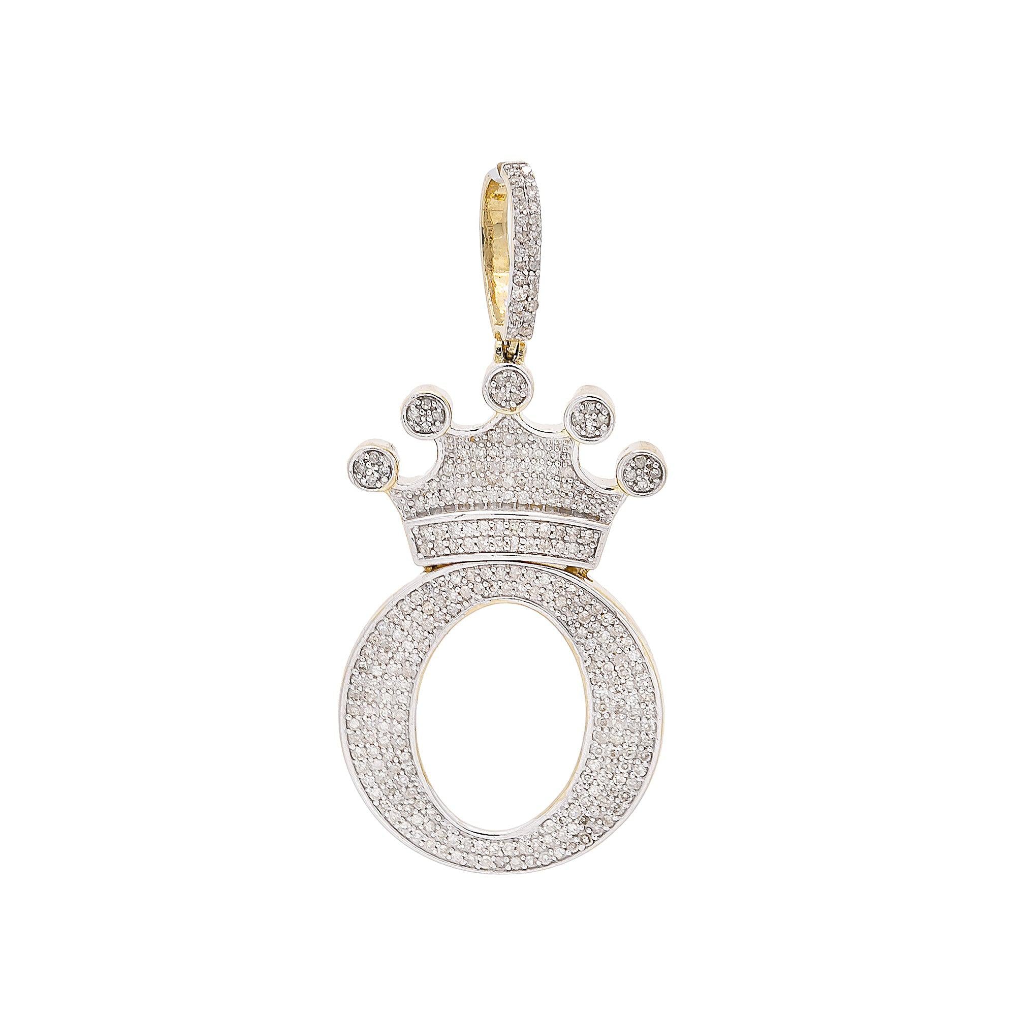 14K Yellow Gold Letter "O" Women's Pendant with Diamonds