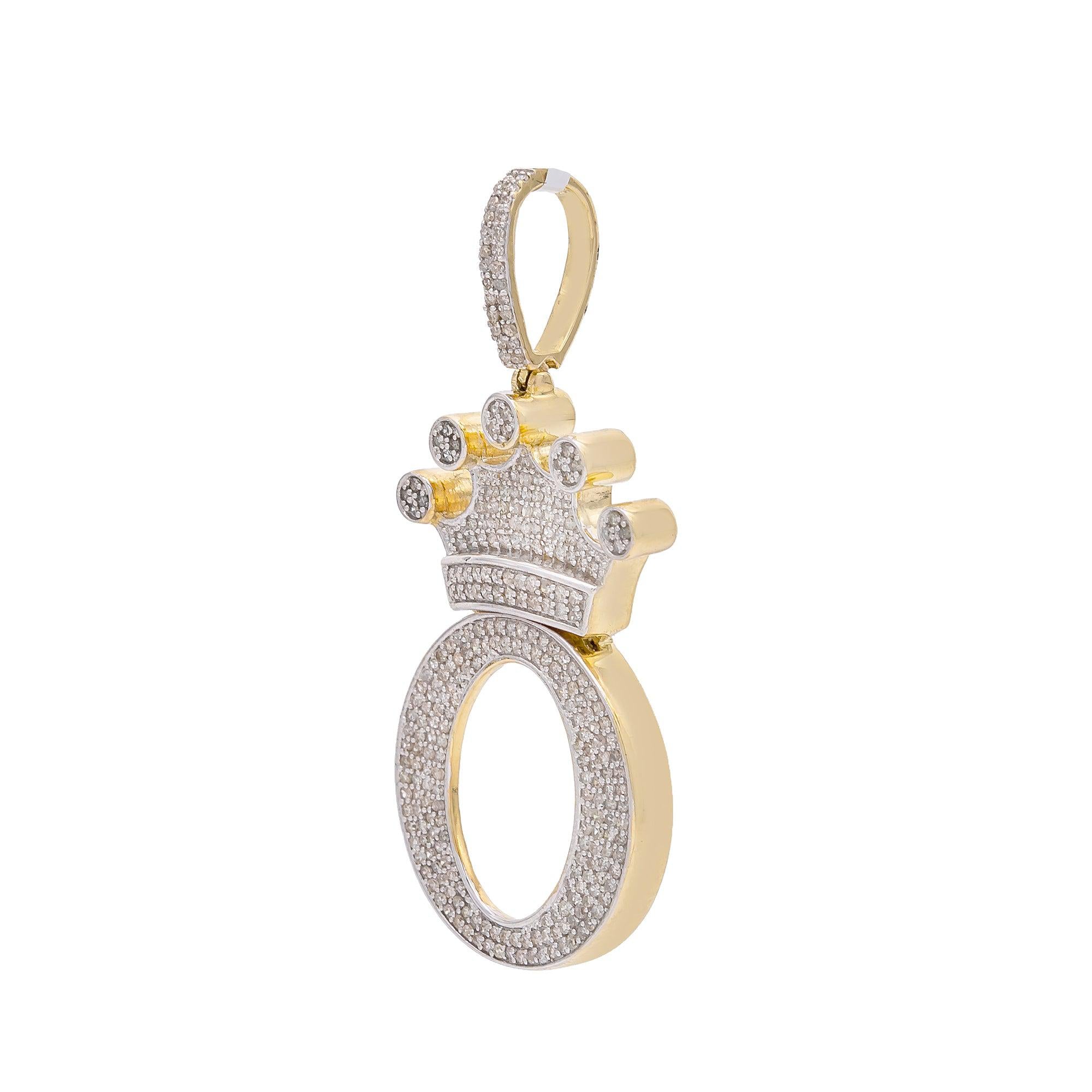 14K Yellow Gold Letter "O" Women's Pendant with Diamonds