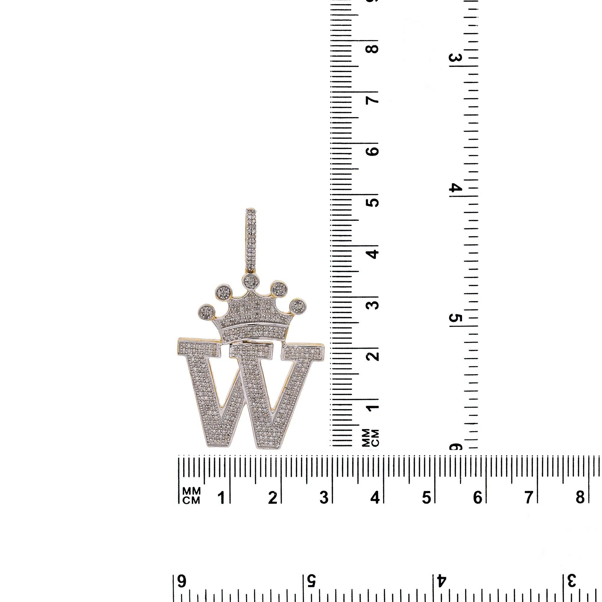 14K Yellow Gold Letter "W" Women's Pendant with Diamonds