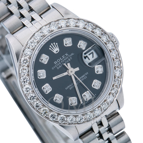 Rolex Lady-Datejust 69174 26MM Black Diamond Dial With 0.90 CT Diamonds