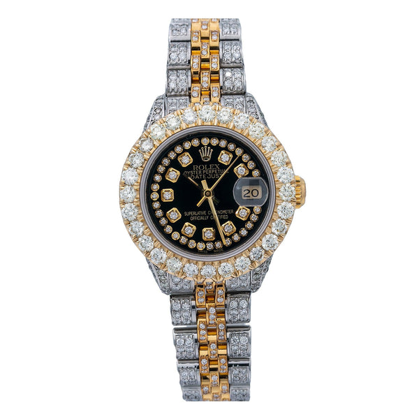 two tone iced out rolex