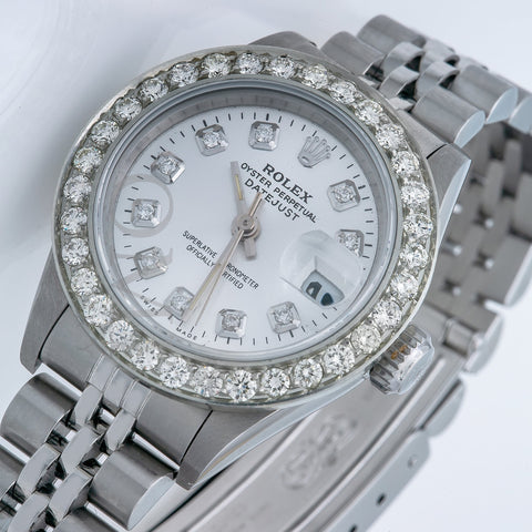 Rolex Lady-Datejust 69174 26MM Silver Diamond Dial With 0.90 CT Diamonds