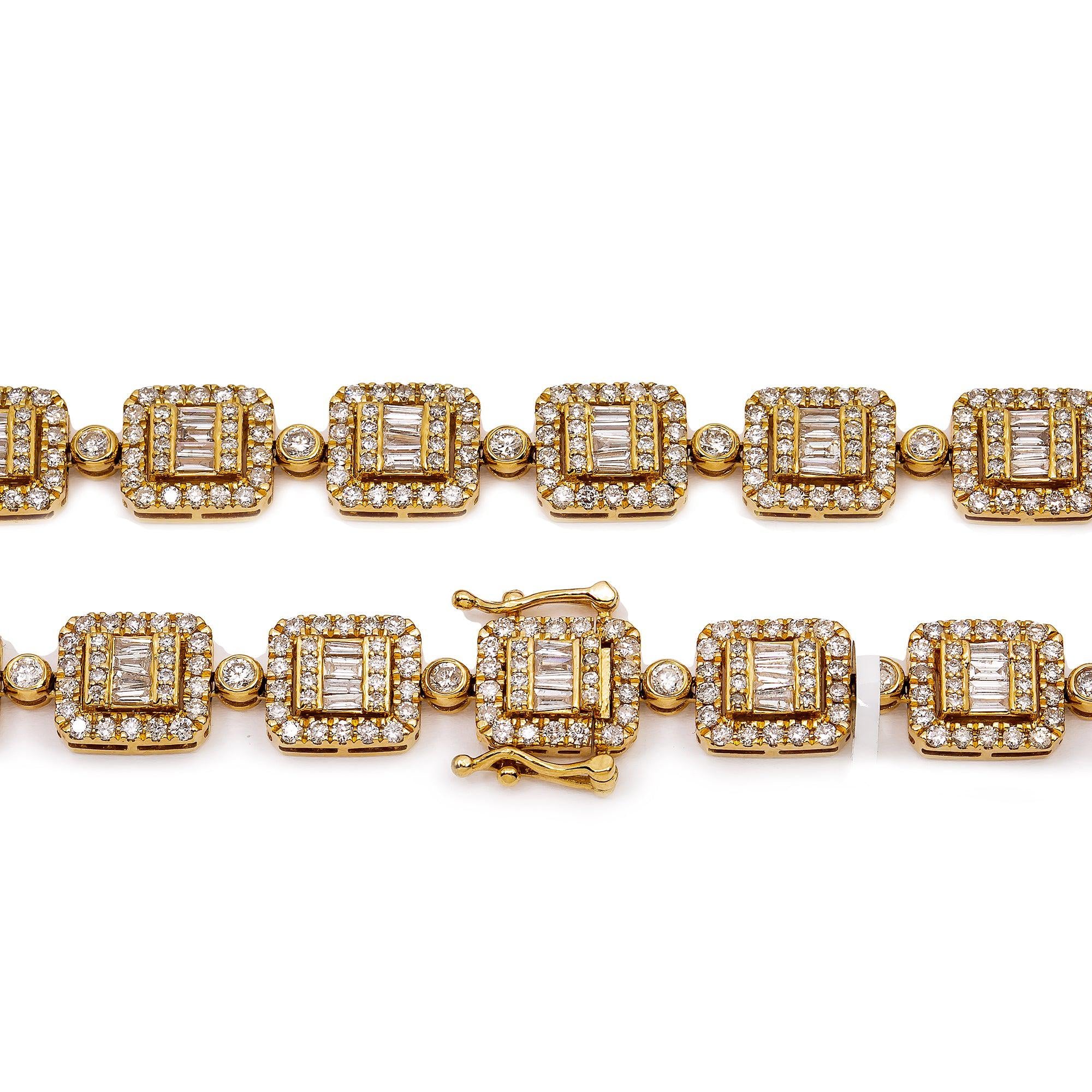 14K YELLOW GOLD 22" BAGUETTE CHAIN WITH 18 CT DIAMONDS