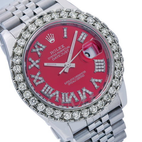 Rolex Datejust 116200 36MM Red Diamond Dial With Stainless Steel Jubilee Bracelet