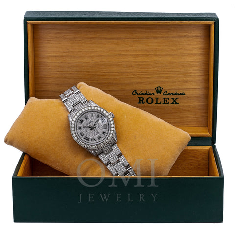Rolex Lady-Datejust Diamond Watch, 178240 31mm, Iced Out With 8.75 CT Diamonds