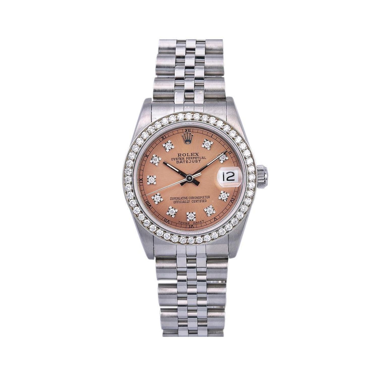 Rolex Datejust 31MM 68240 Everose Diamond Dial Diamond Bezel Stainless Steel Jubilee Bracelet