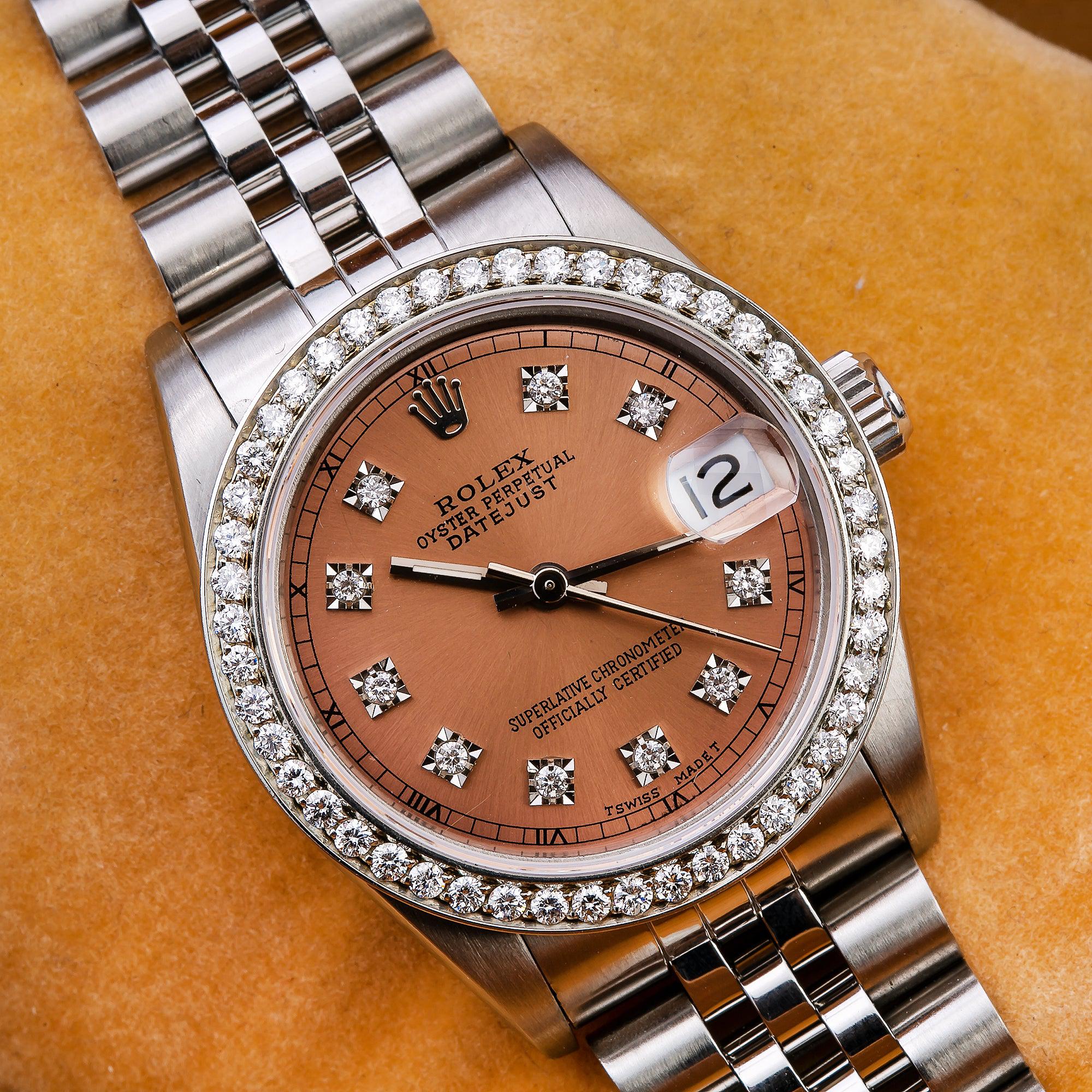 Rolex Datejust 31MM 68240 Everose Diamond Dial Diamond Bezel Stainless Steel Jubilee Bracelet