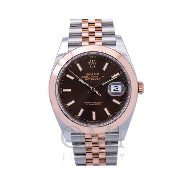 Rolex Datejust Diamond Watch, 126301 41mm, Brown Custom Diamond Dial With Two Tone Jubilee Bracelet