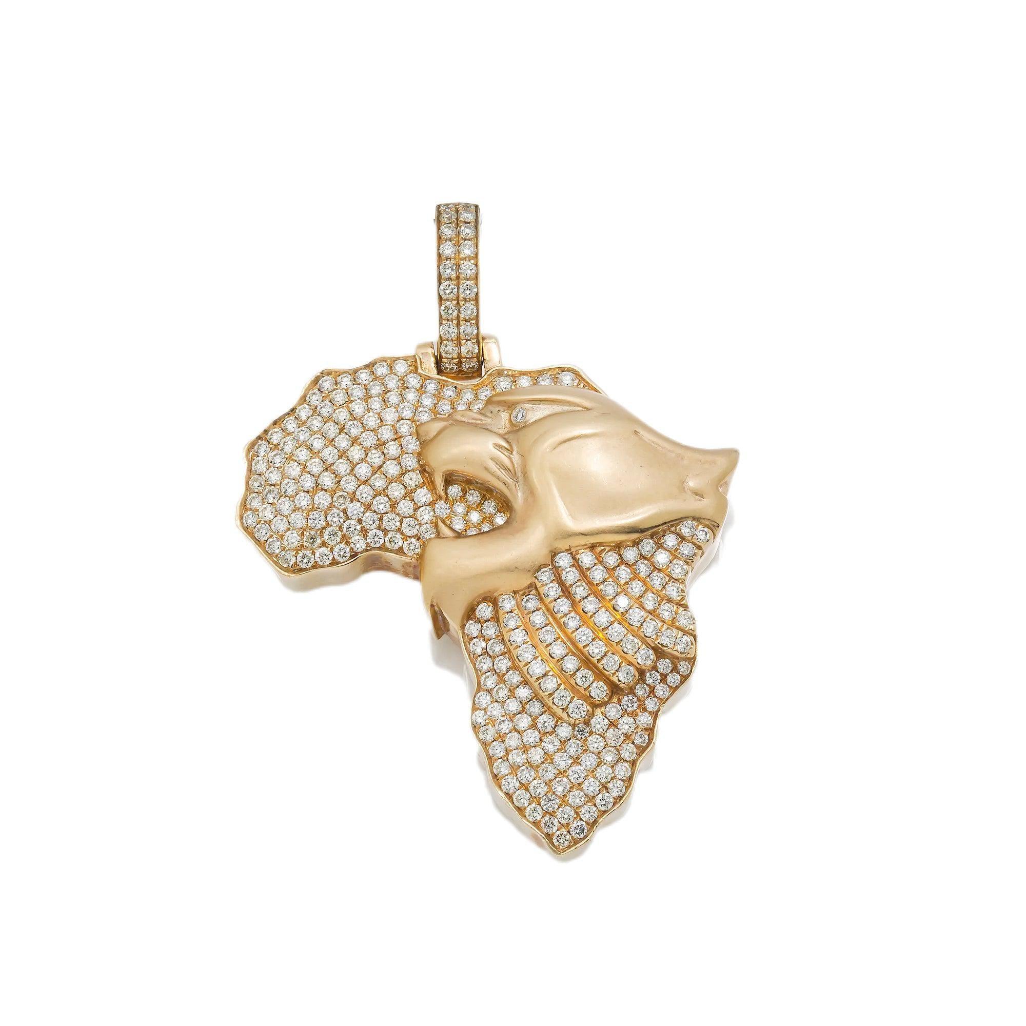 14K GOLD DIAMOND COUGAR PENDANT 2.15 CT