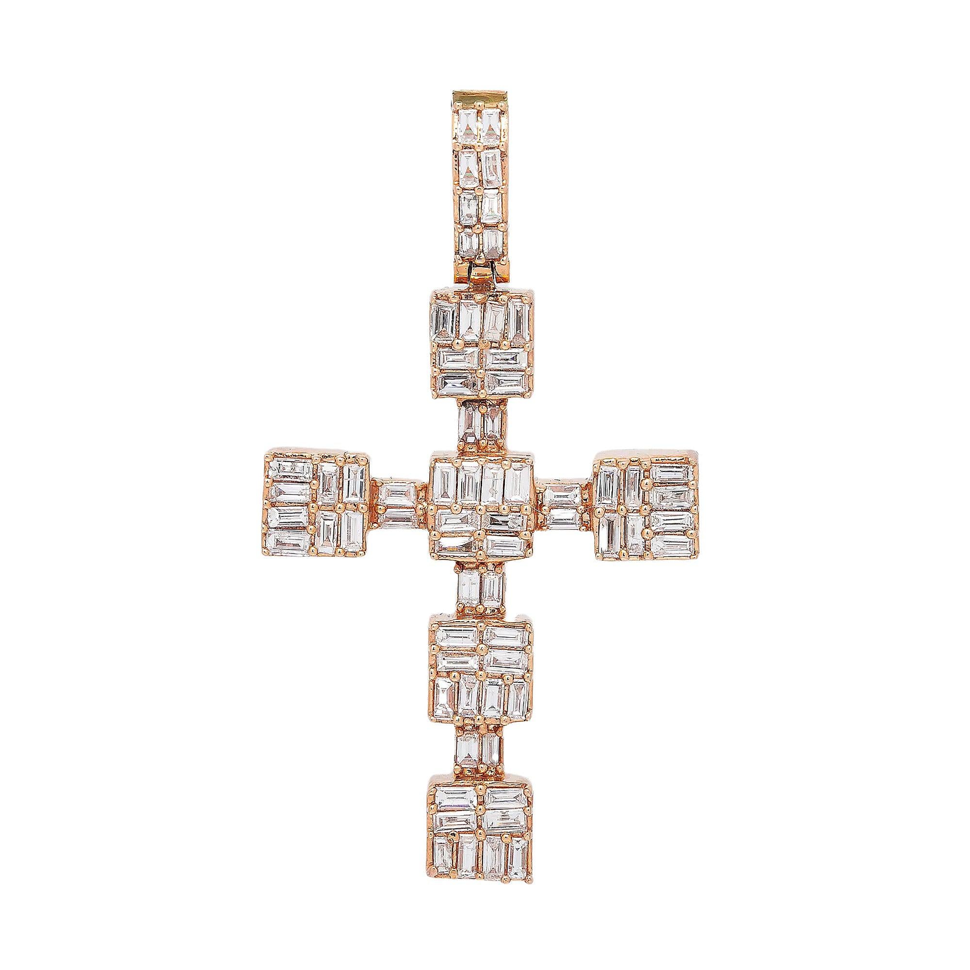 10K ROSE GOLD CROSS PENDANT WITH 1.20 CT DIAMONDS
