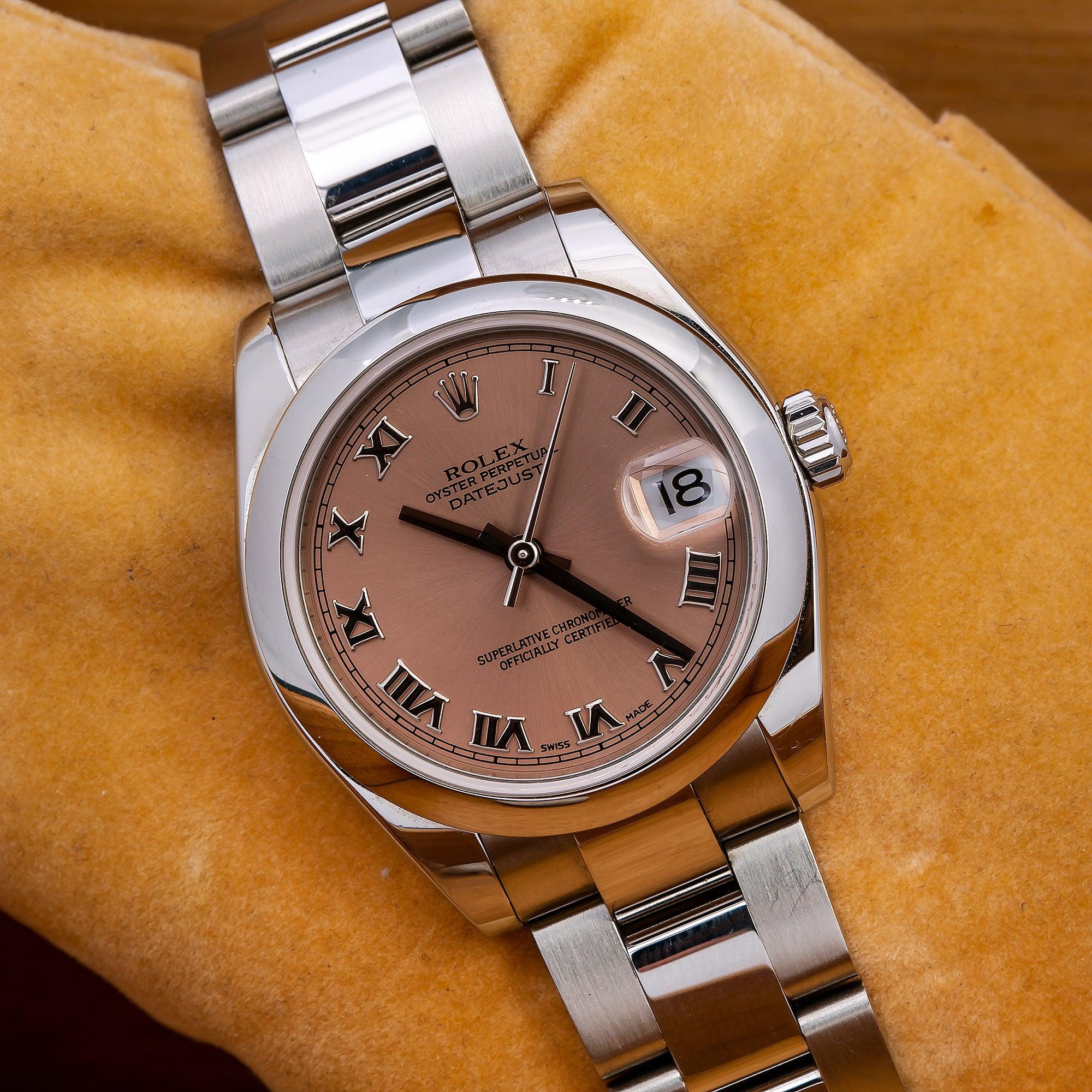 Rolex Datejust 31MM 178240 Everose Roman Dial Smooth Bezel Stainless Steel Oyster Bracelet