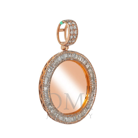 10K ROSE GOLD BAGUETTE AND ROUND DIAMOND CIRCLE PICTURE PENDANT 2.15 CT