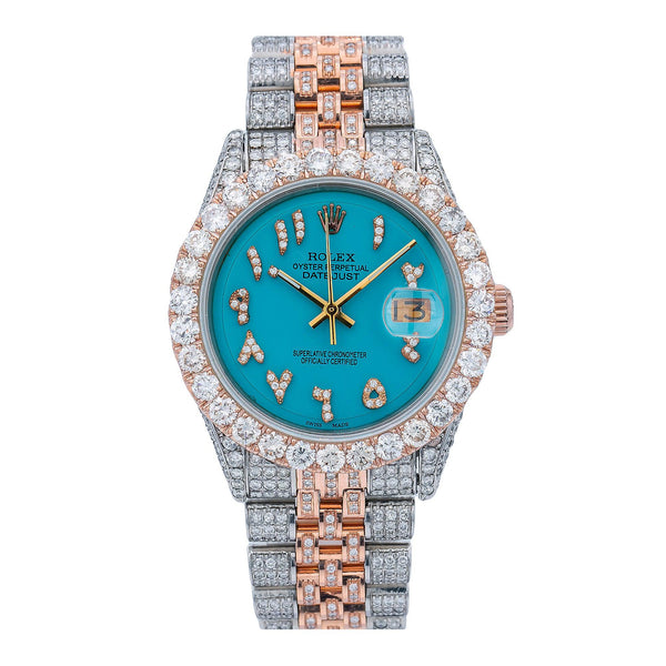 two tone iced out rolex