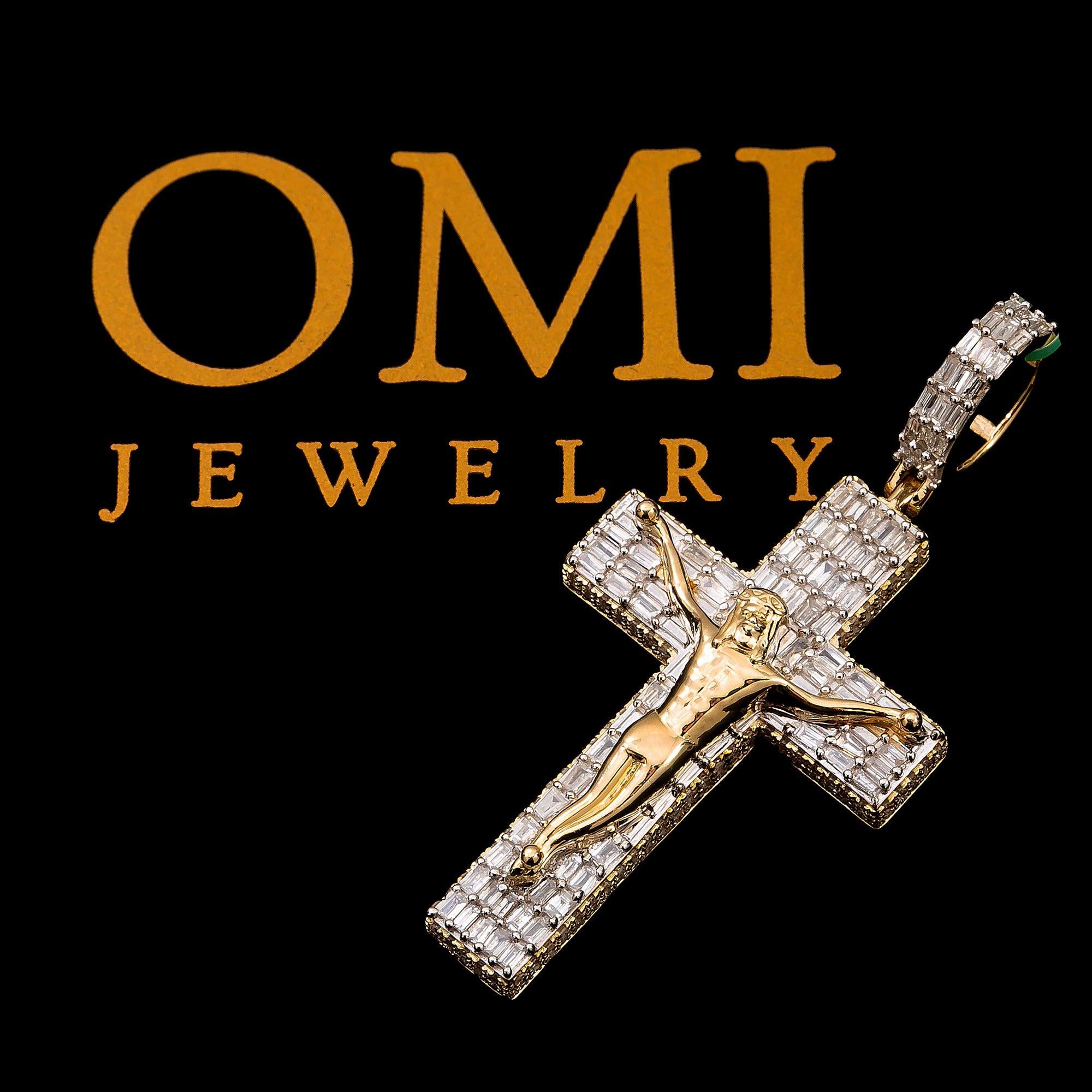 10K YELLOW GOLD CRUCIFIX PENDANT WITH 2.40 CT DIAMONDS