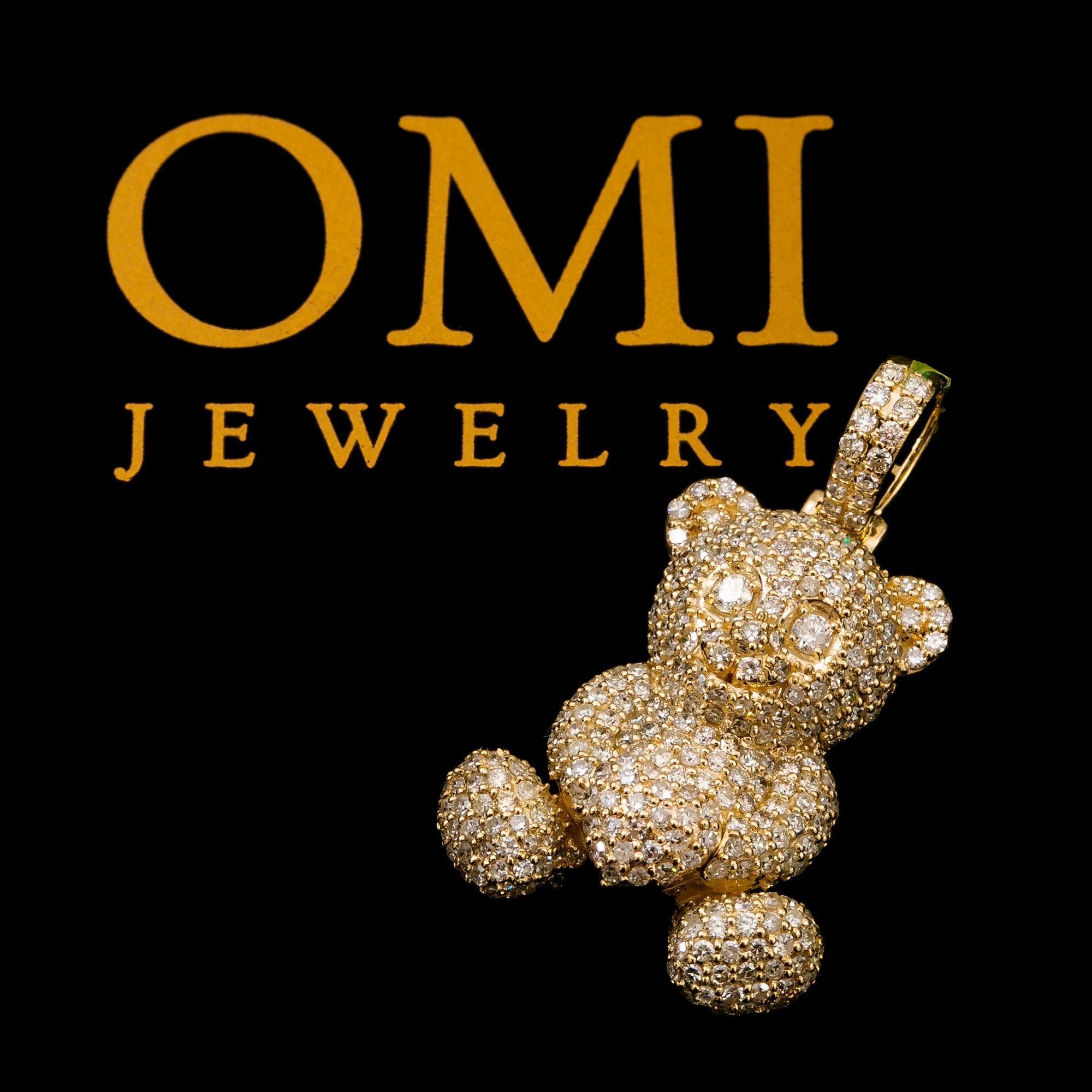 10K YELLOW GOLD BEAR PENDANT WITH 3.00 CT DIAMONDS