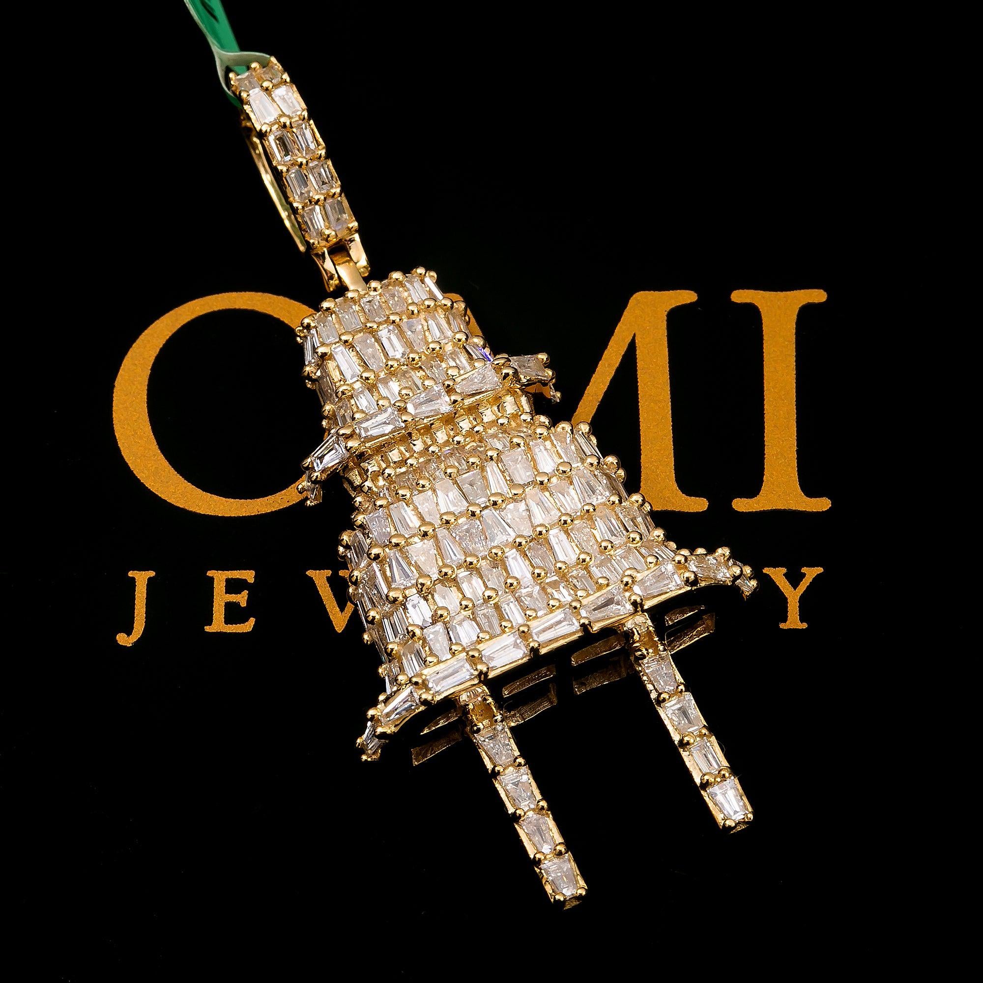 10K YELLOW GOLD PLUG PENDANT WITH 2.5 CT DIAMONDS