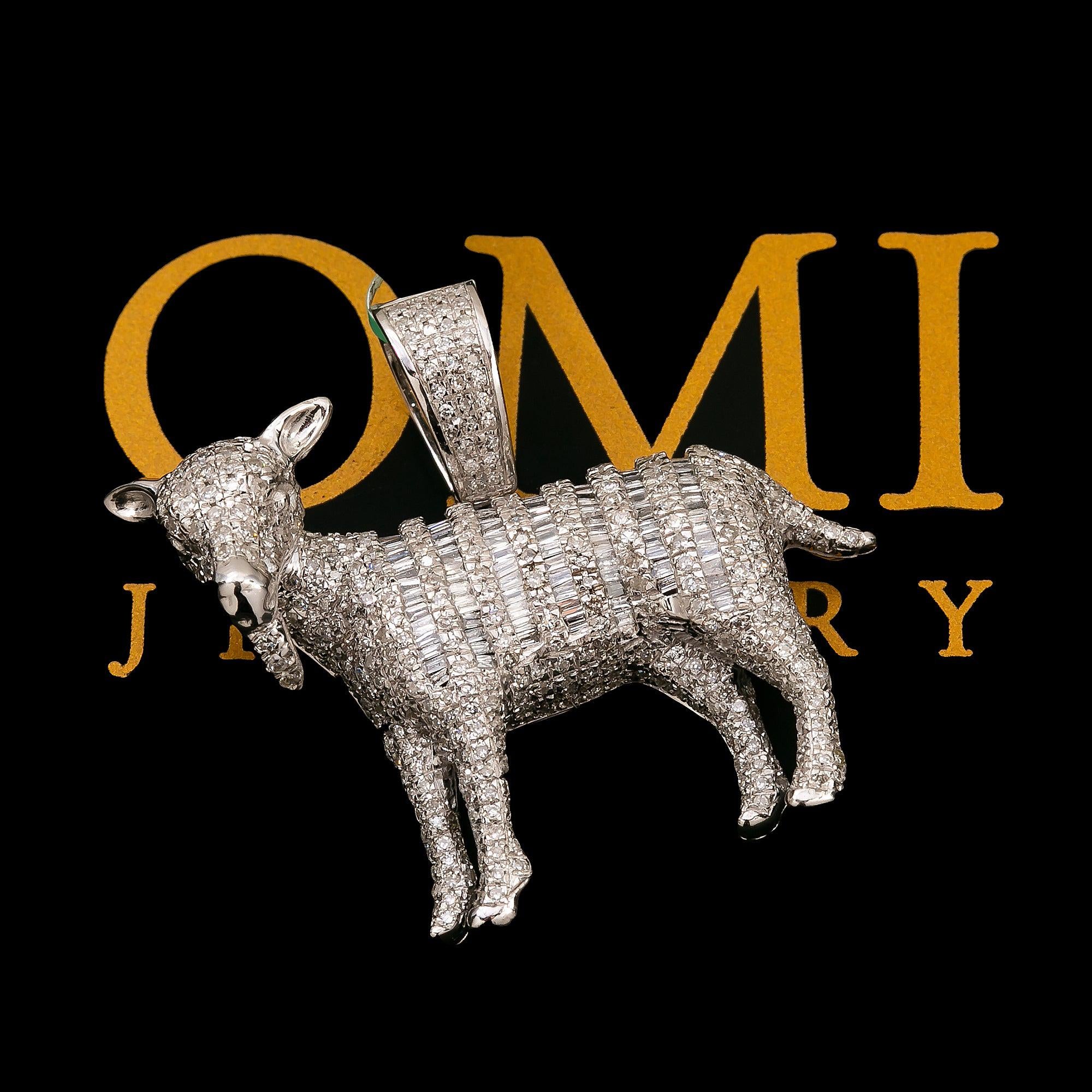10K WHITE GOLD GOAT PENDANT WITH 2.40 CT DIAMONDS