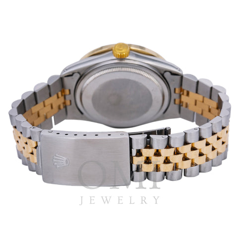 Rolex Datejust Diamond Watch 16014 36mm Blue Custom Diamond Dial With 1.35 CT Diamonds