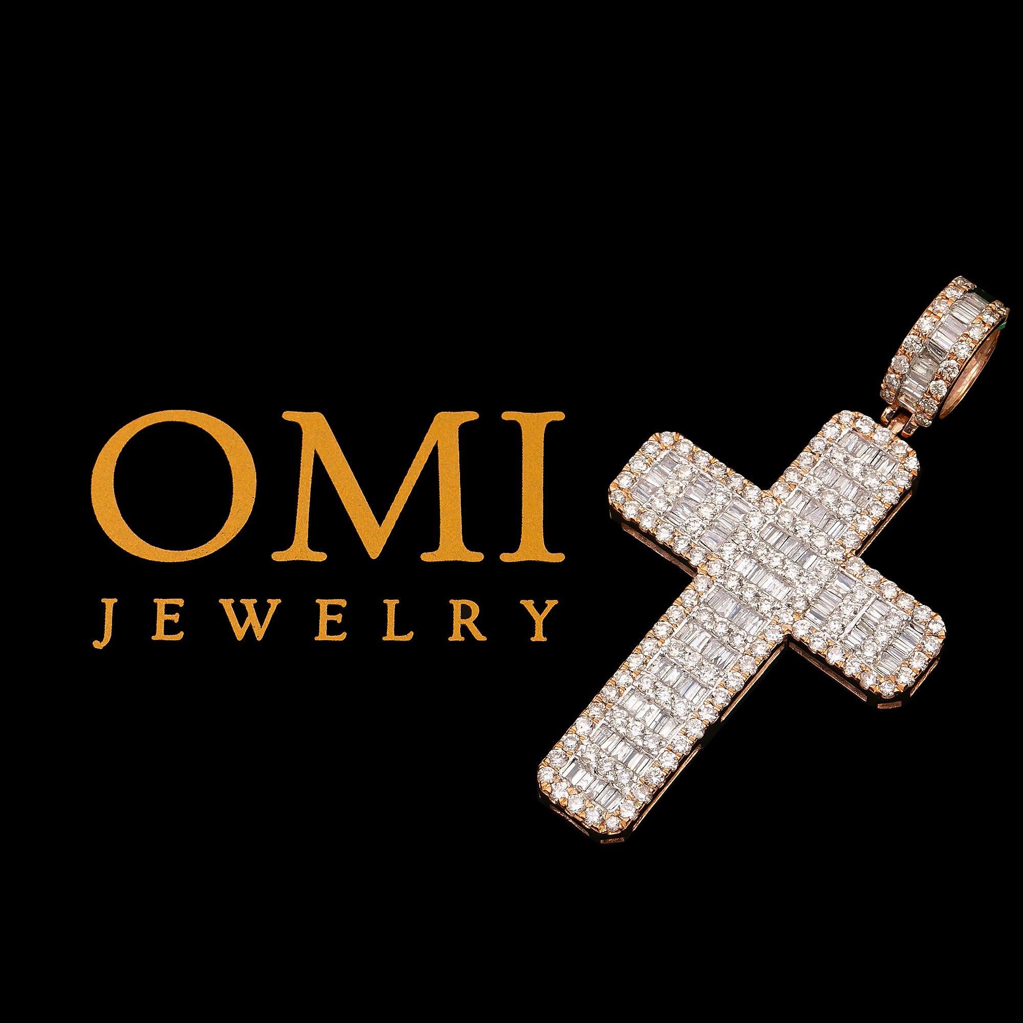 10K ROSE GOLD CROSS PENDANT WITH 3.60 CT DIAMONDS