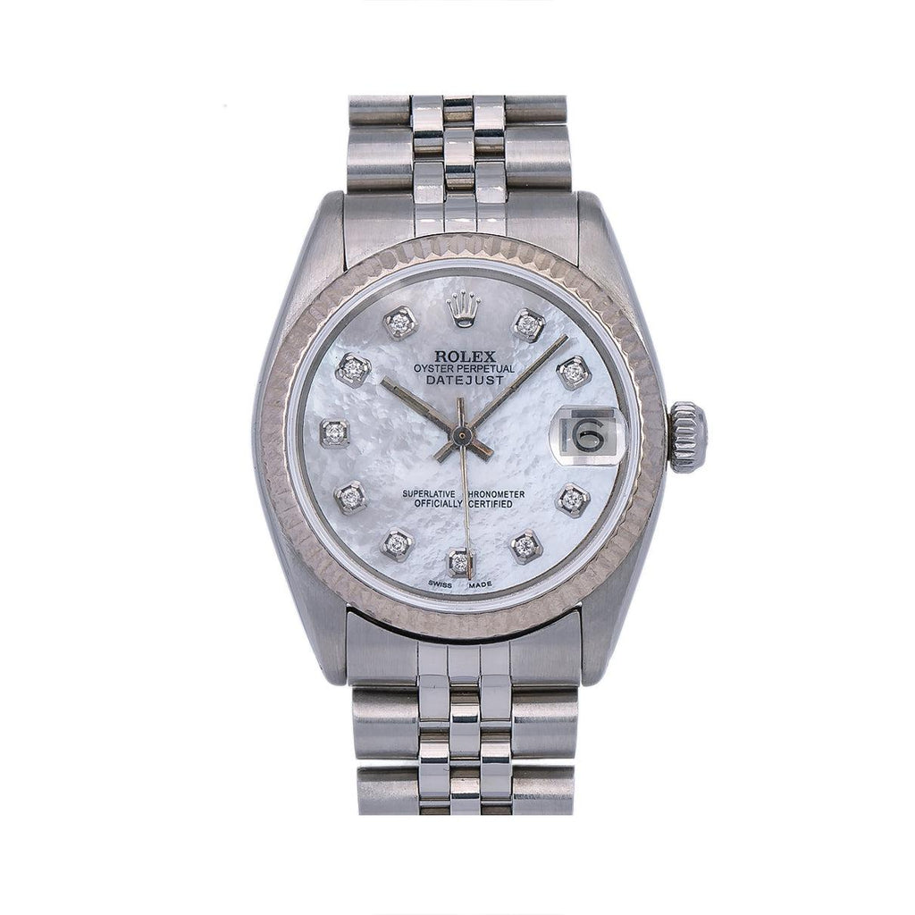 Rolex Datejust Diamond Watch 68240 Silver Custom Diamond Mother