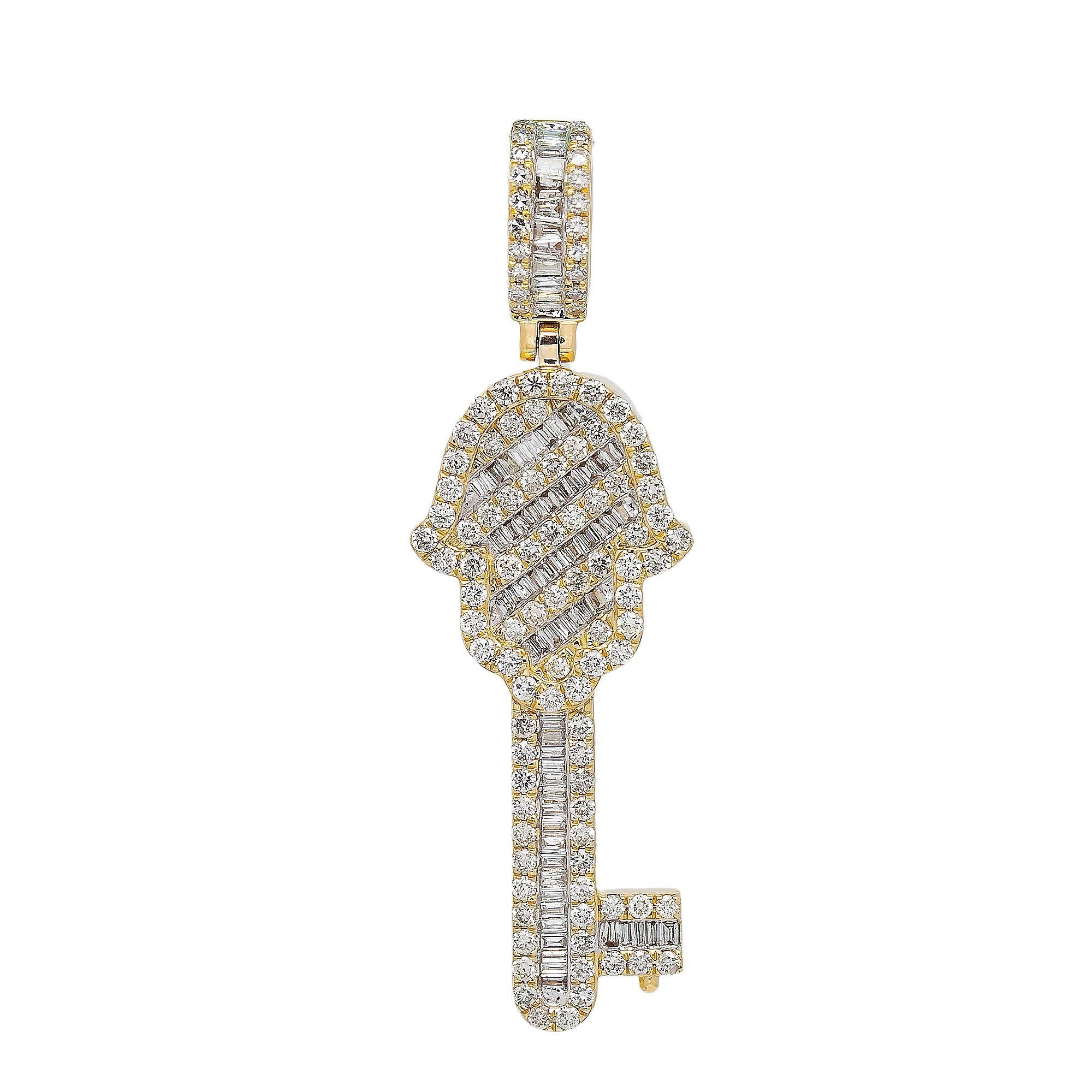 14K YELLOW GOLD KEY PENDANT WITH 2.75 CT DIAMONDS