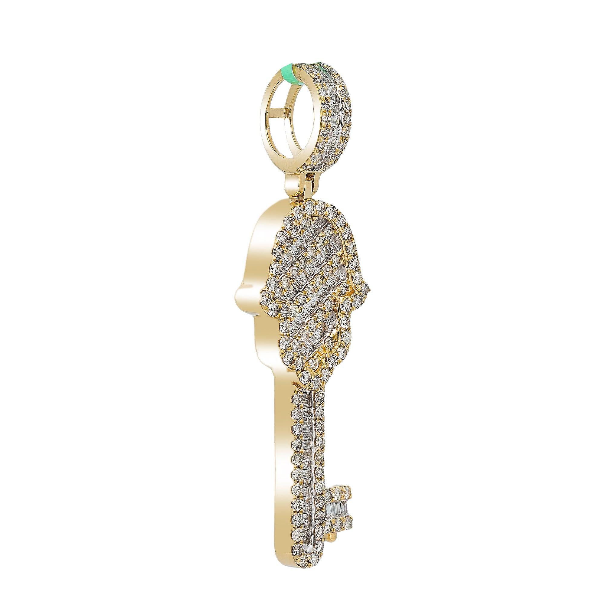 14K YELLOW GOLD KEY PENDANT WITH 2.75 CT DIAMONDS