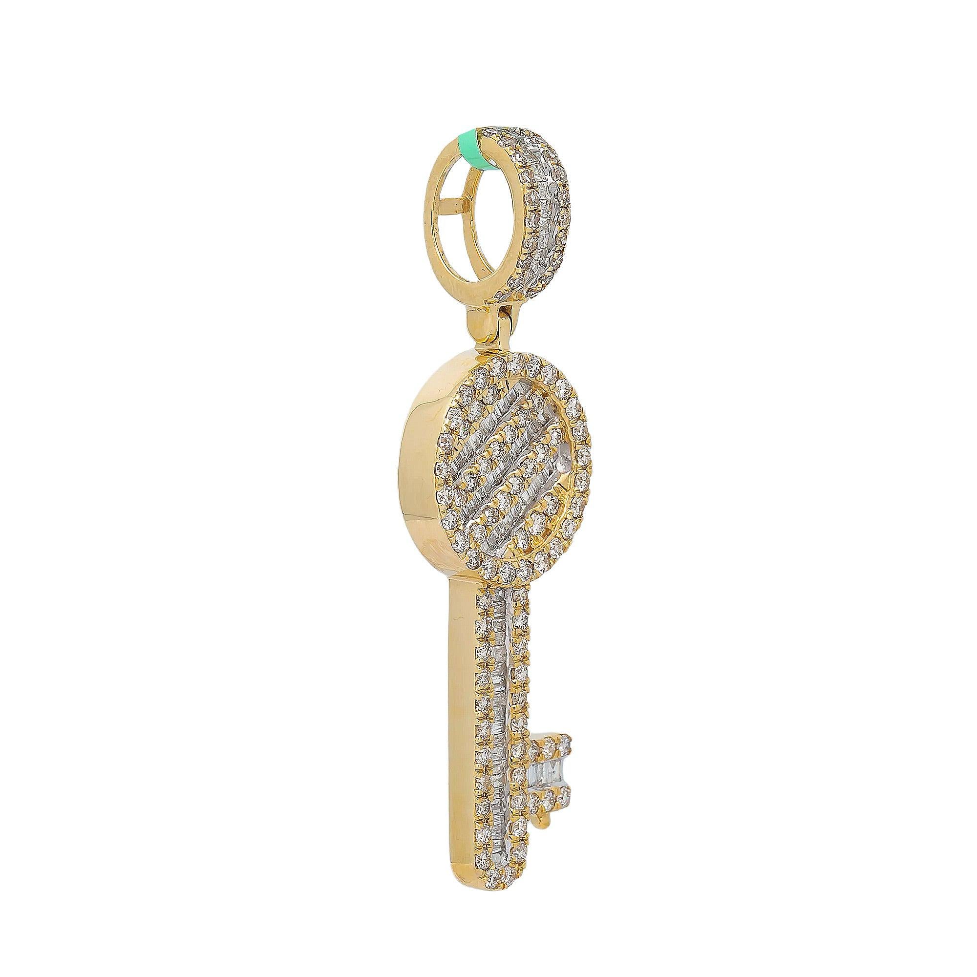 14K YELLOW GOLD OVAL KEY PENDANT WITH 2.65 CT DIAMONDS