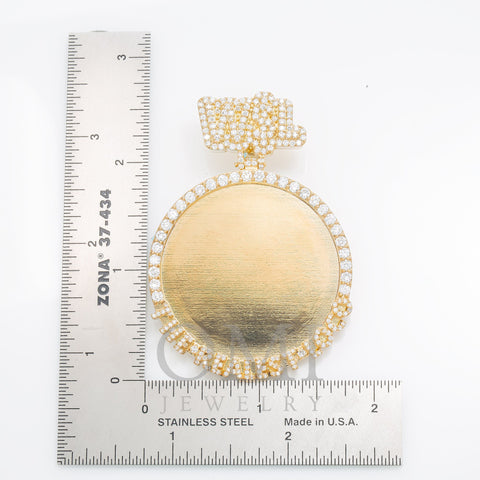 10K YELLOW GOLD DIAMOND CUSTOM CIRCLE PICTURE PENDANT 2.25 CT