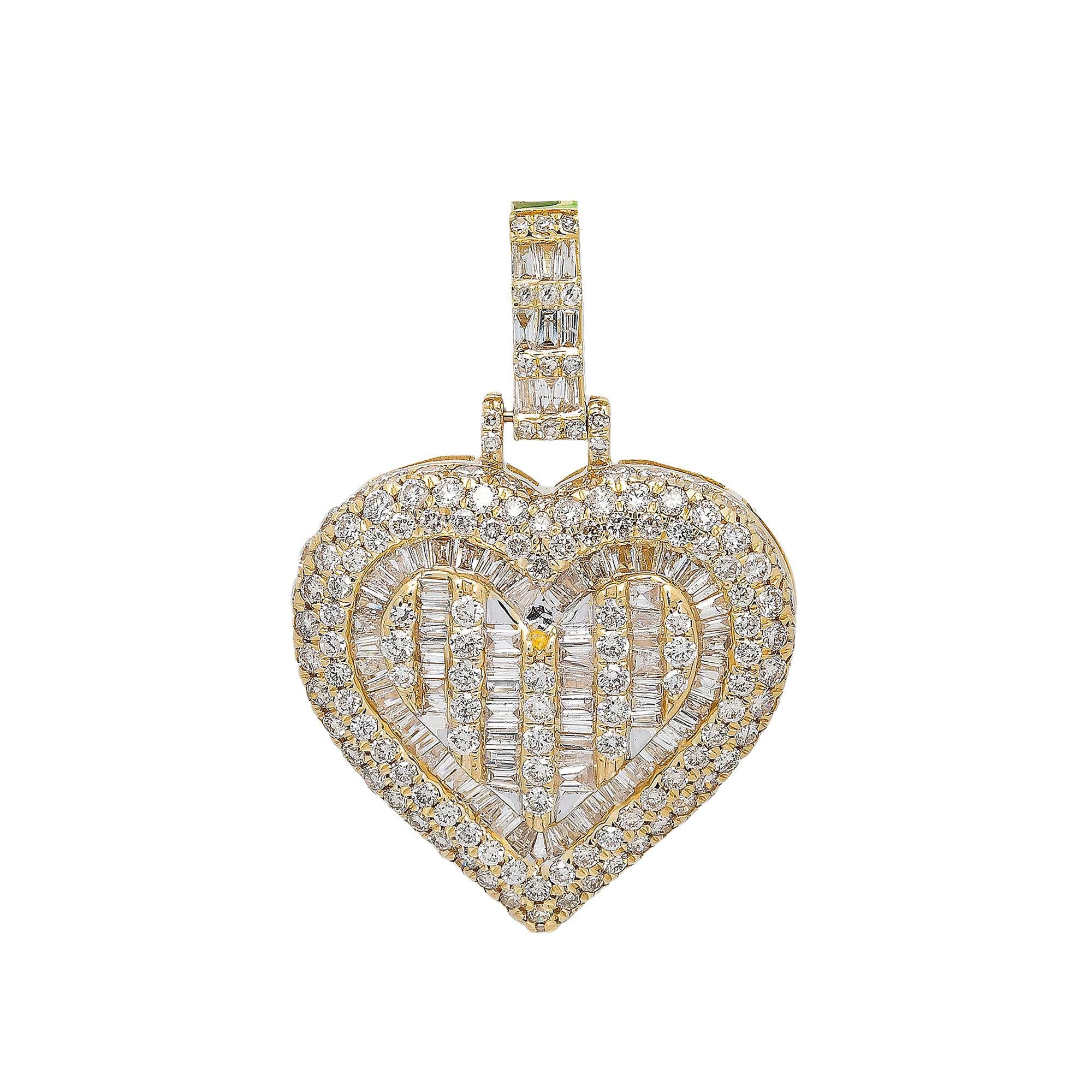 14K YELLOW GOLD HEART PENDANT WITH 2.65 CT DIAMONDS