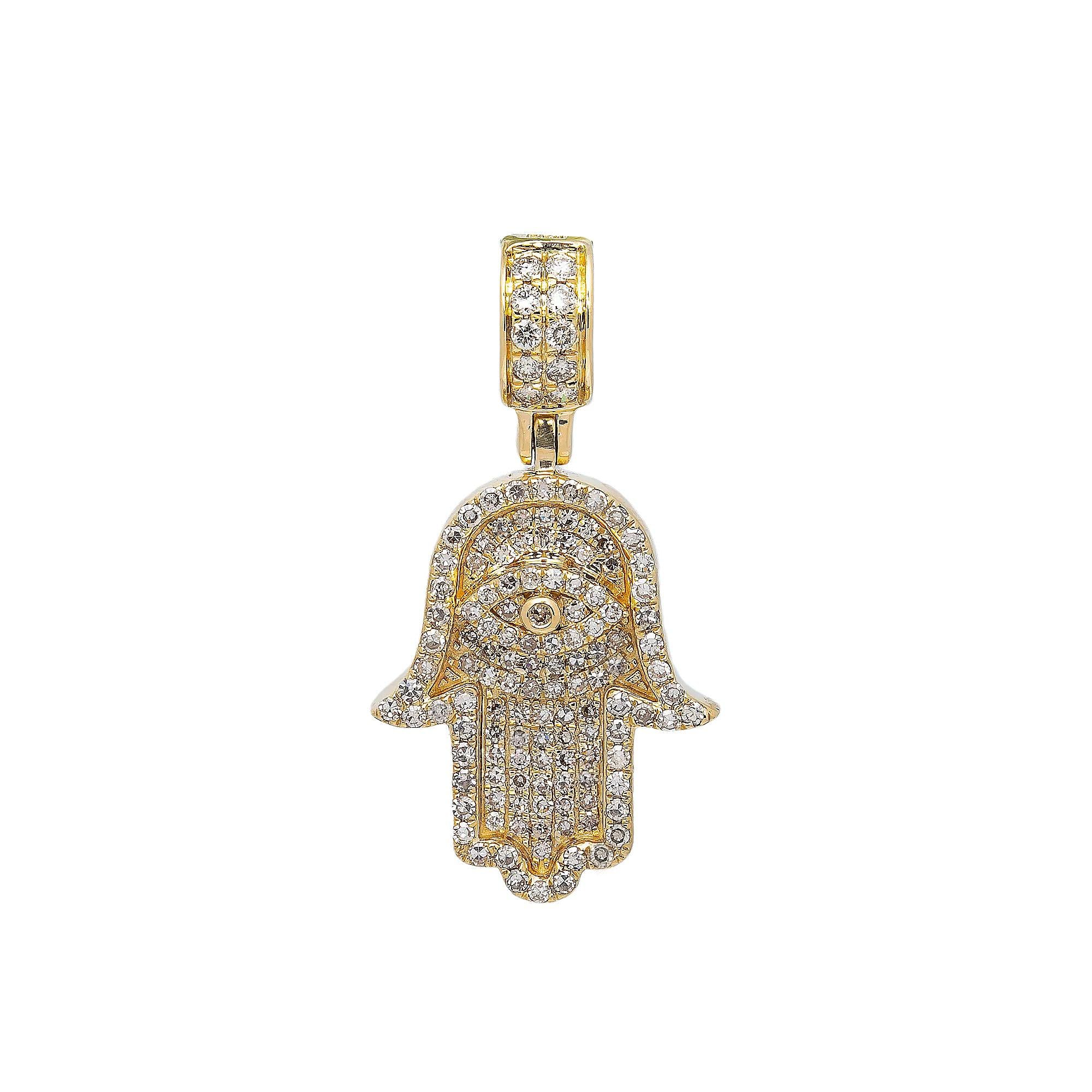 14K YELLOW GOLD HAMSA PENDANT WITH 0.90 CT DIAMONDS