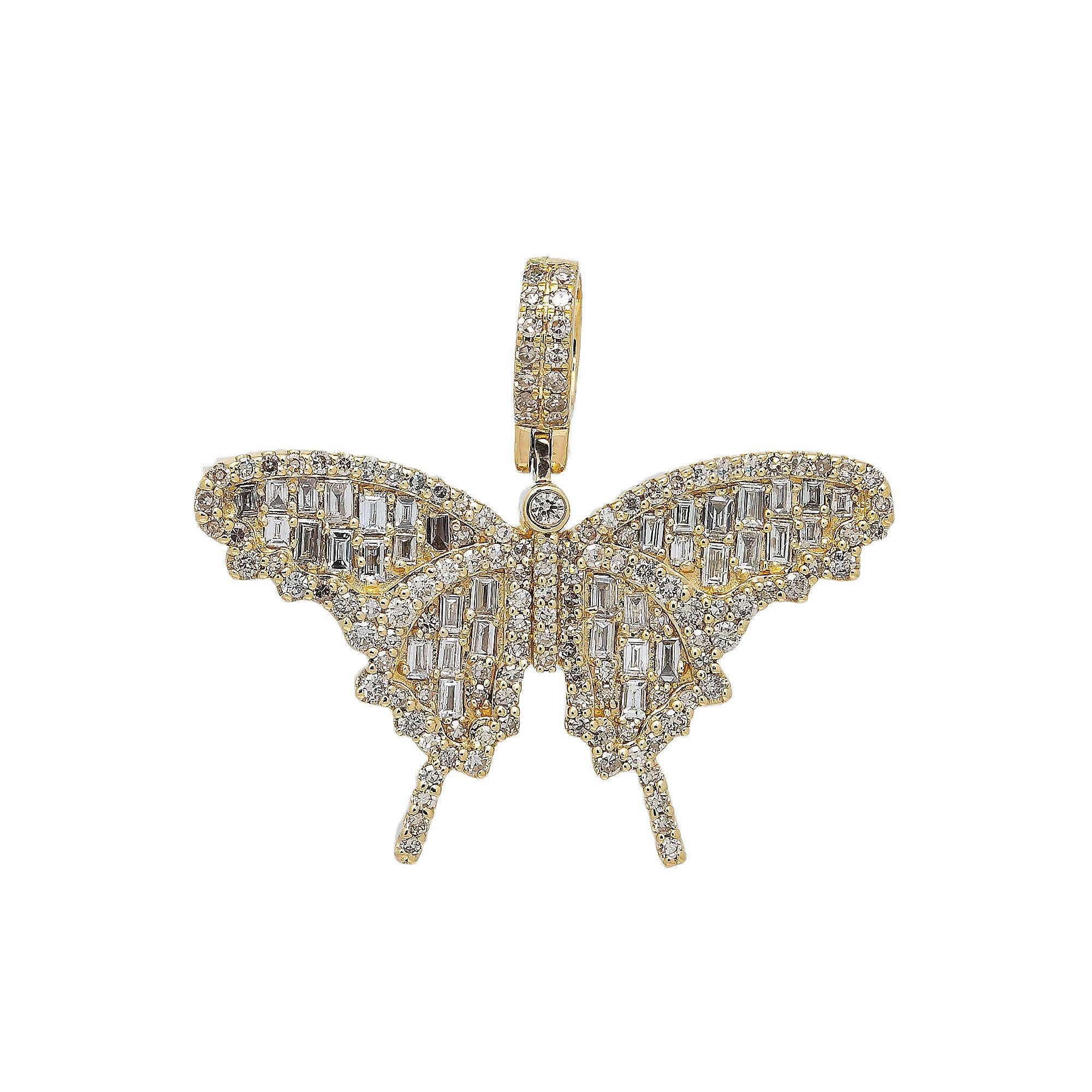 14K YELLOW GOLD BUTTERFLY PENDANT WITH 2.41 CT DIAMONDS
