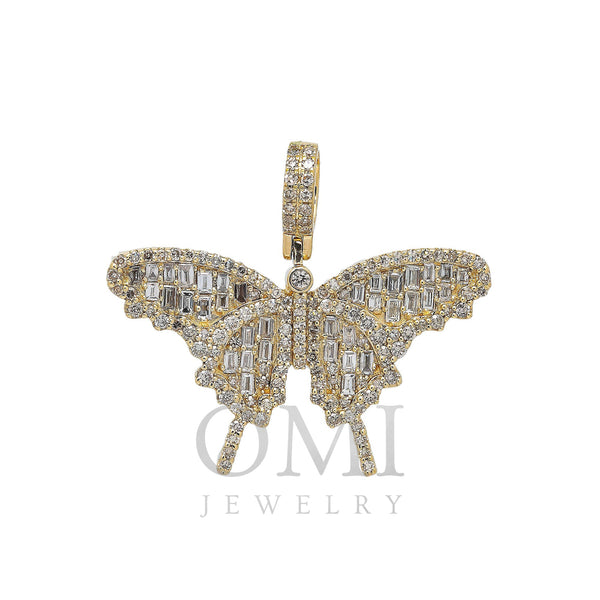 14K YELLOW GOLD BUTTERFLY PENDANT WITH 2.41 CT DIAMONDS