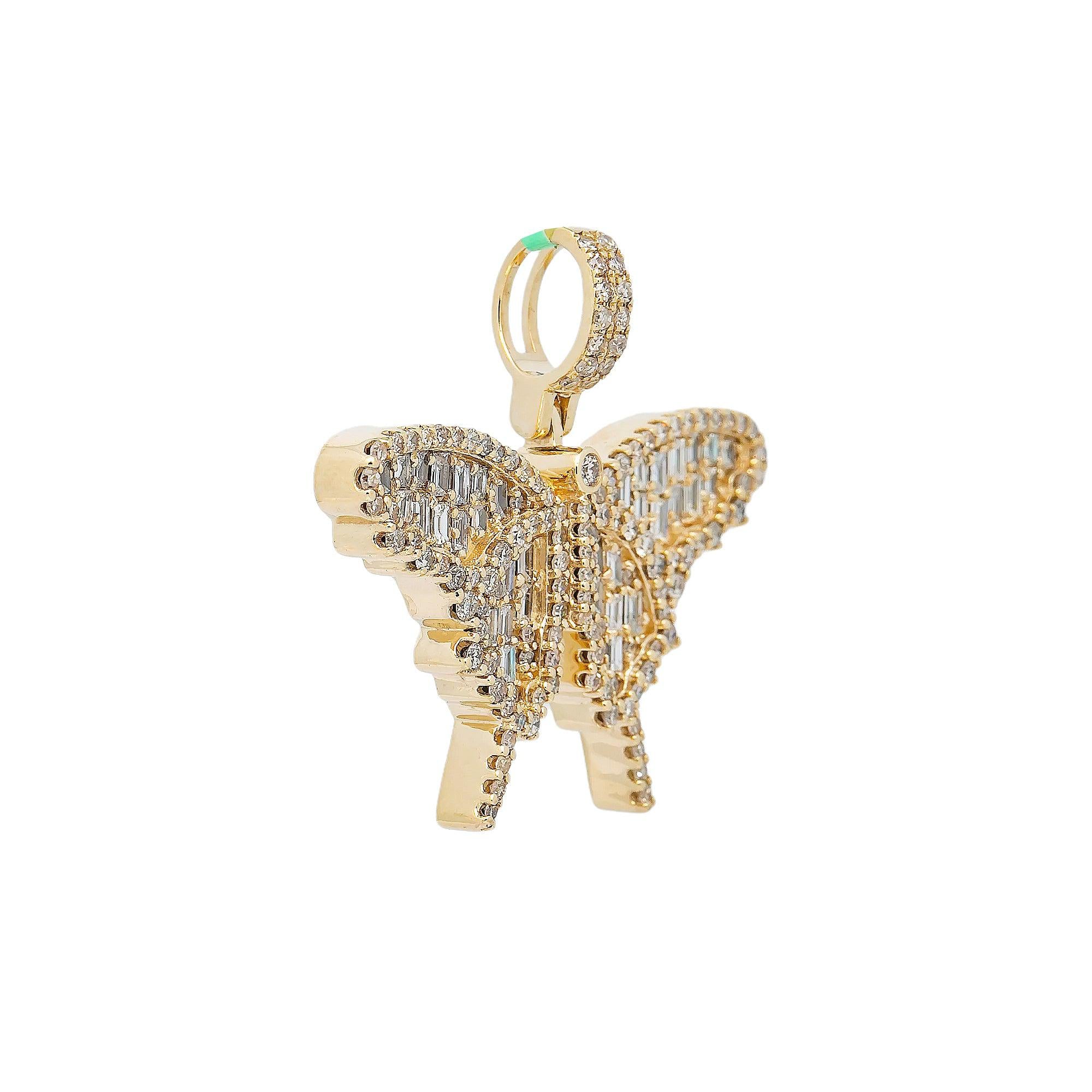 14K YELLOW GOLD BUTTERFLY PENDANT WITH 2.41 CT DIAMONDS