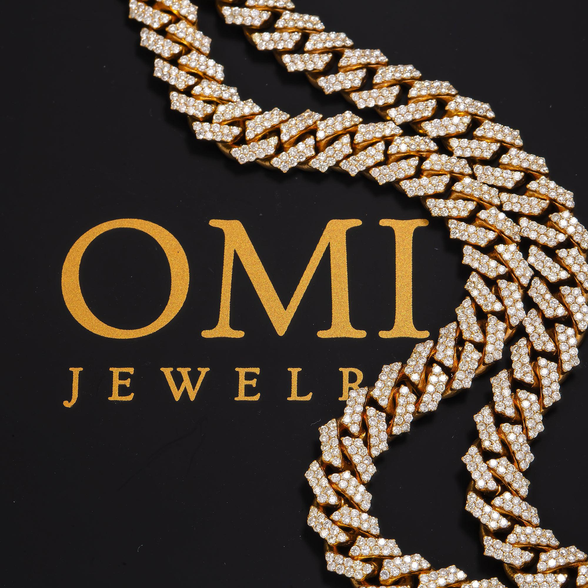 14K GOLD DIAMOND 18"/7MM CUBAN LINK CHAIN 9.85 CT
