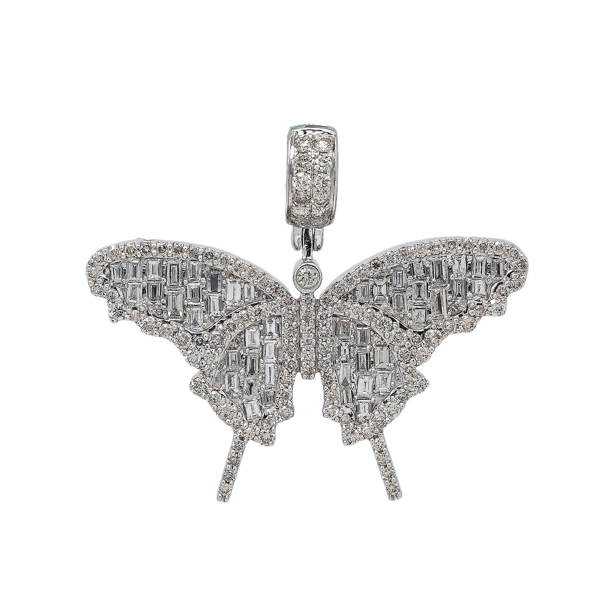 14K WHITE GOLD BUTTERFLY PENDANT WITH 2.81 CT DIAMONDS